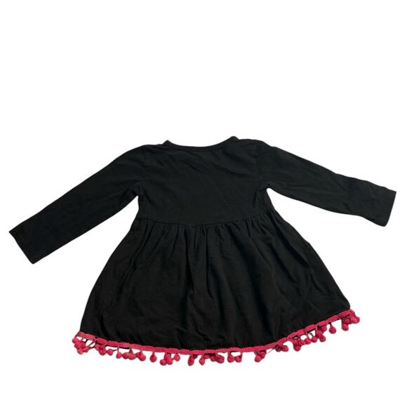 Unicorn Pom Pom Hem Dress Black Cotton Girls 100 3T-4T - Picture 4 of 4